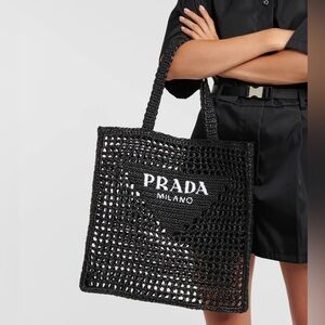 BLACK STRAW BAG like PRADA